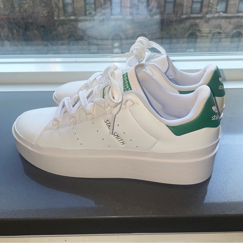 adidas Originals Stan Smith Bonega platform sneakers in white and green